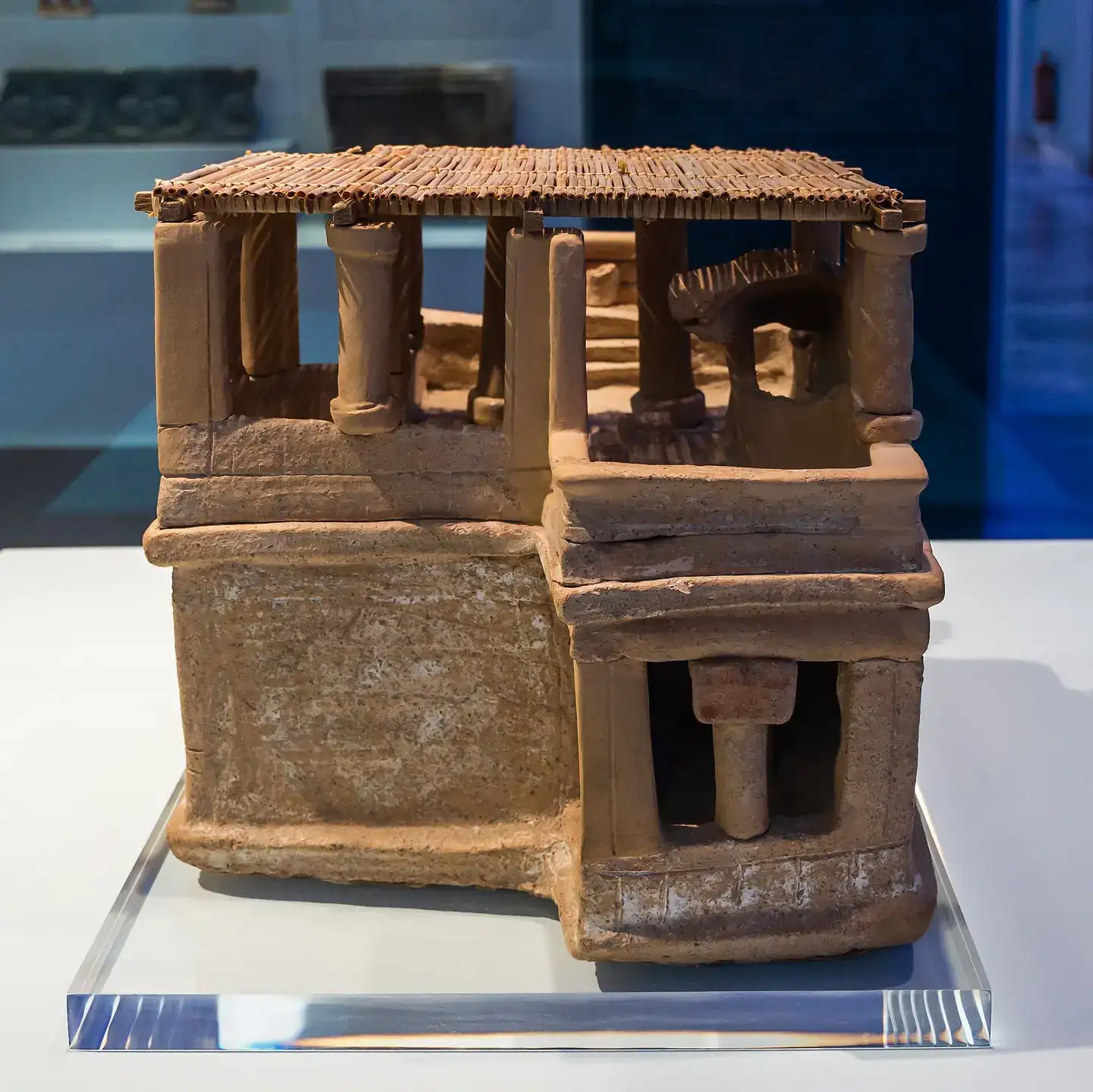 A restored clay model of a house from about 1600 BCE