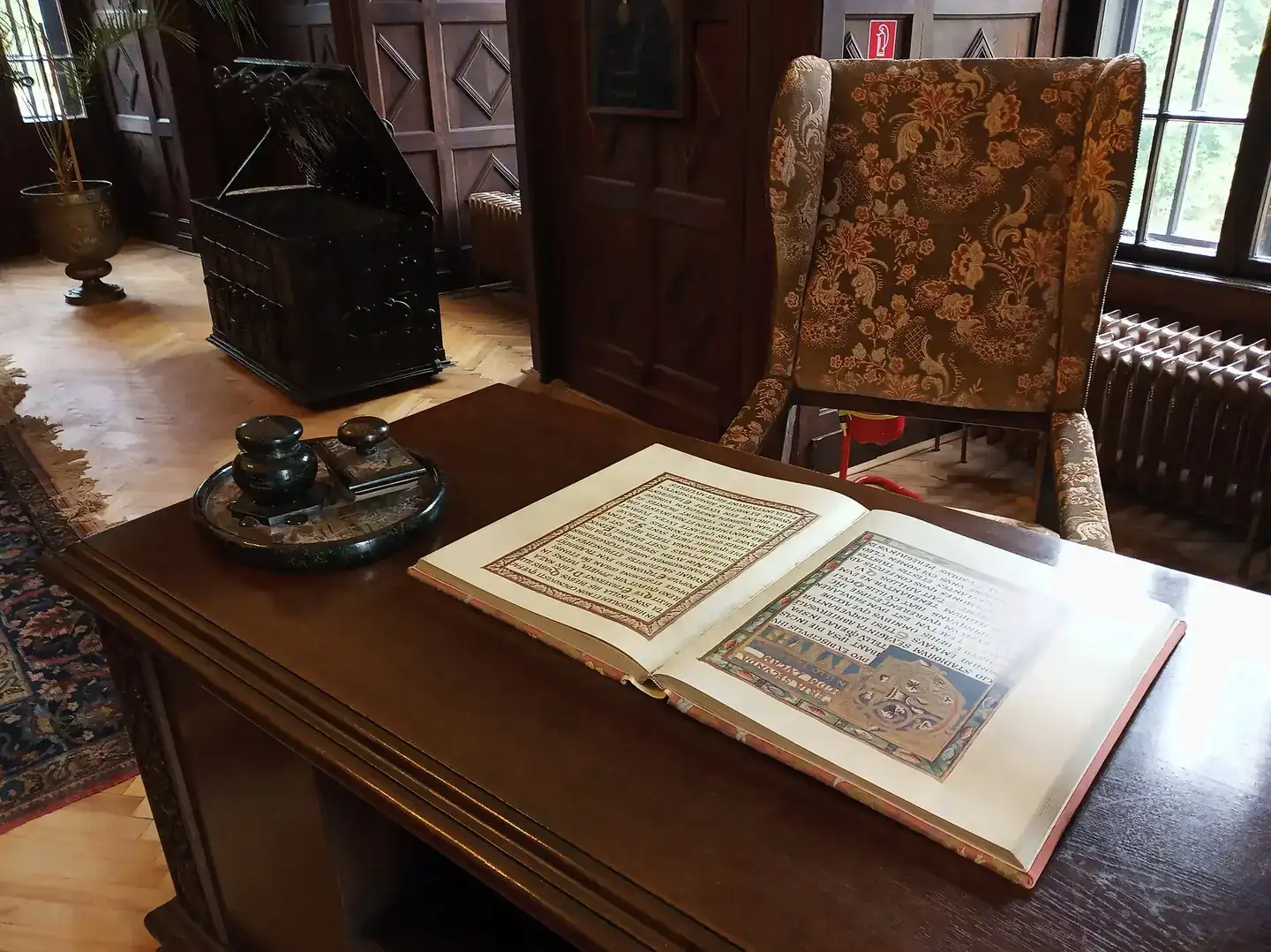 A writing desk in a museum study in Humenné, Slovakia