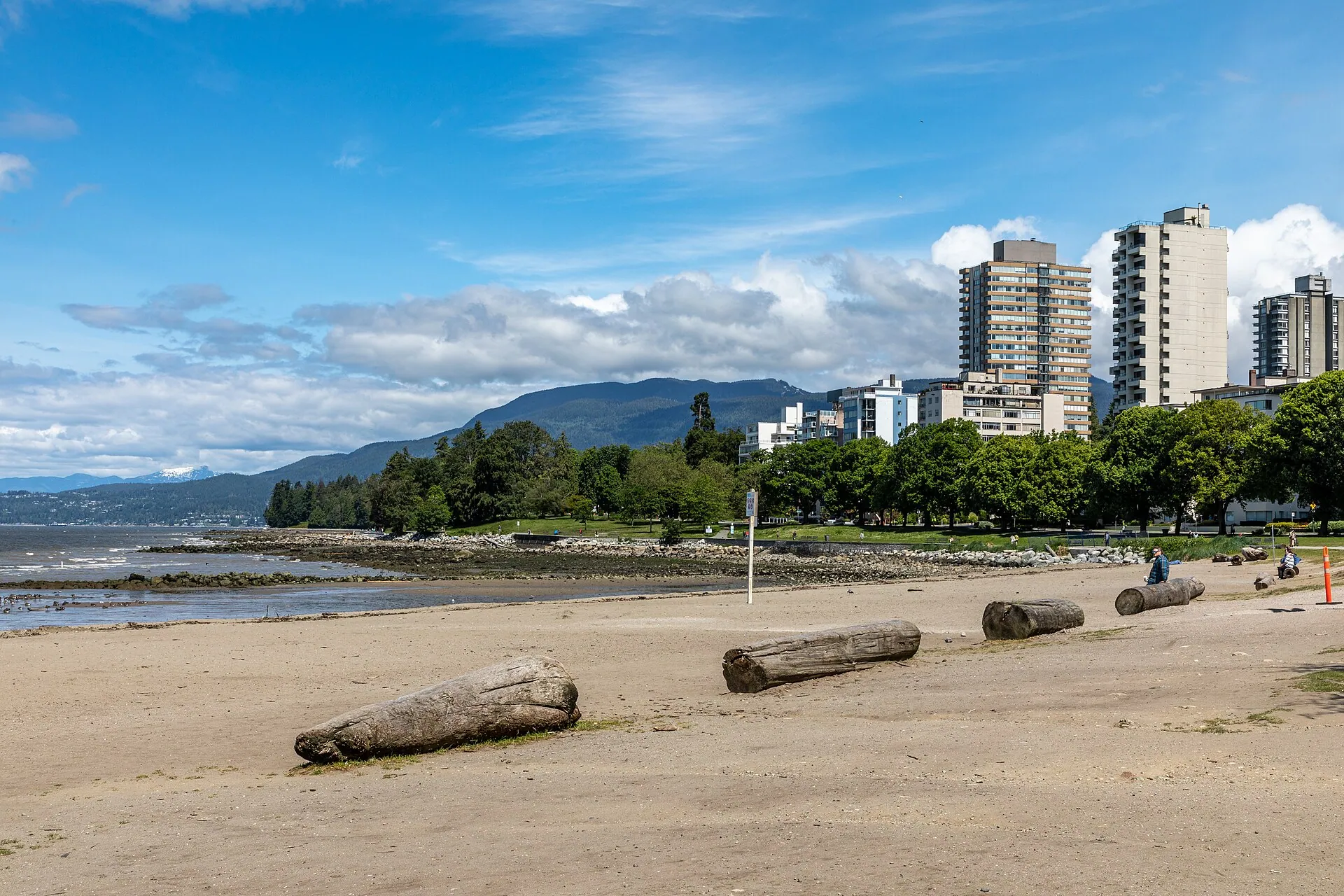 English Bay Beach in Vancouver's West End, near the Vancouver Aquatic Centre.